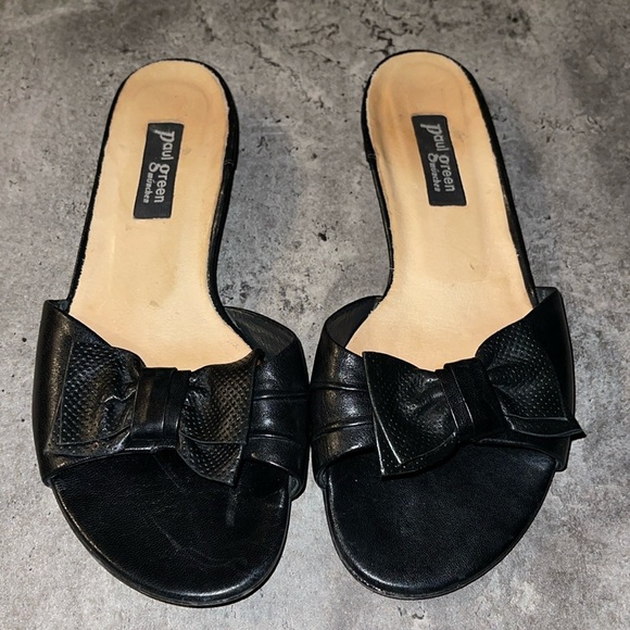 Paul Greene black leather slides sandals 8.5 - Picture 1 of 6